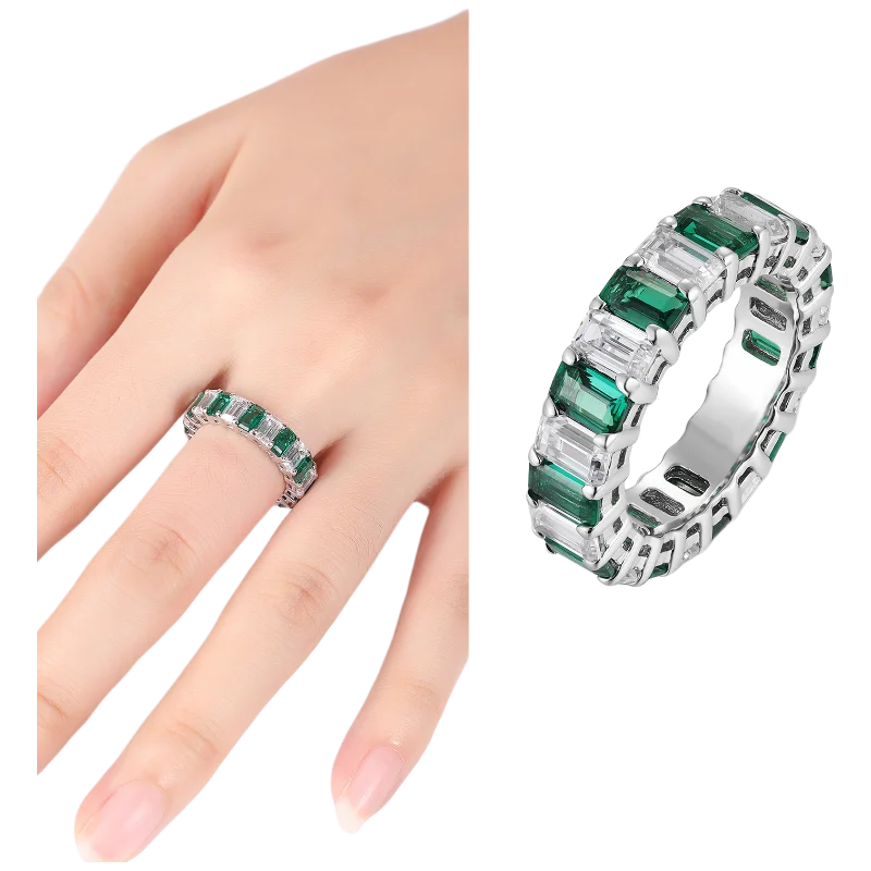 MUSHAN Bespoke Jewelry 925 Sterling Silver Ring Lab Red Green Emerald Marquise Classic Ring for Women 18K Gold Plated Rings