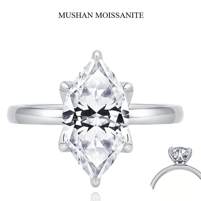MUSHAN Luxury Jewelry 925 Sterling Silver Ring Band Women GRA 2ct Moissanite Diamond D Color Rings VVS1 Fine Jewelry