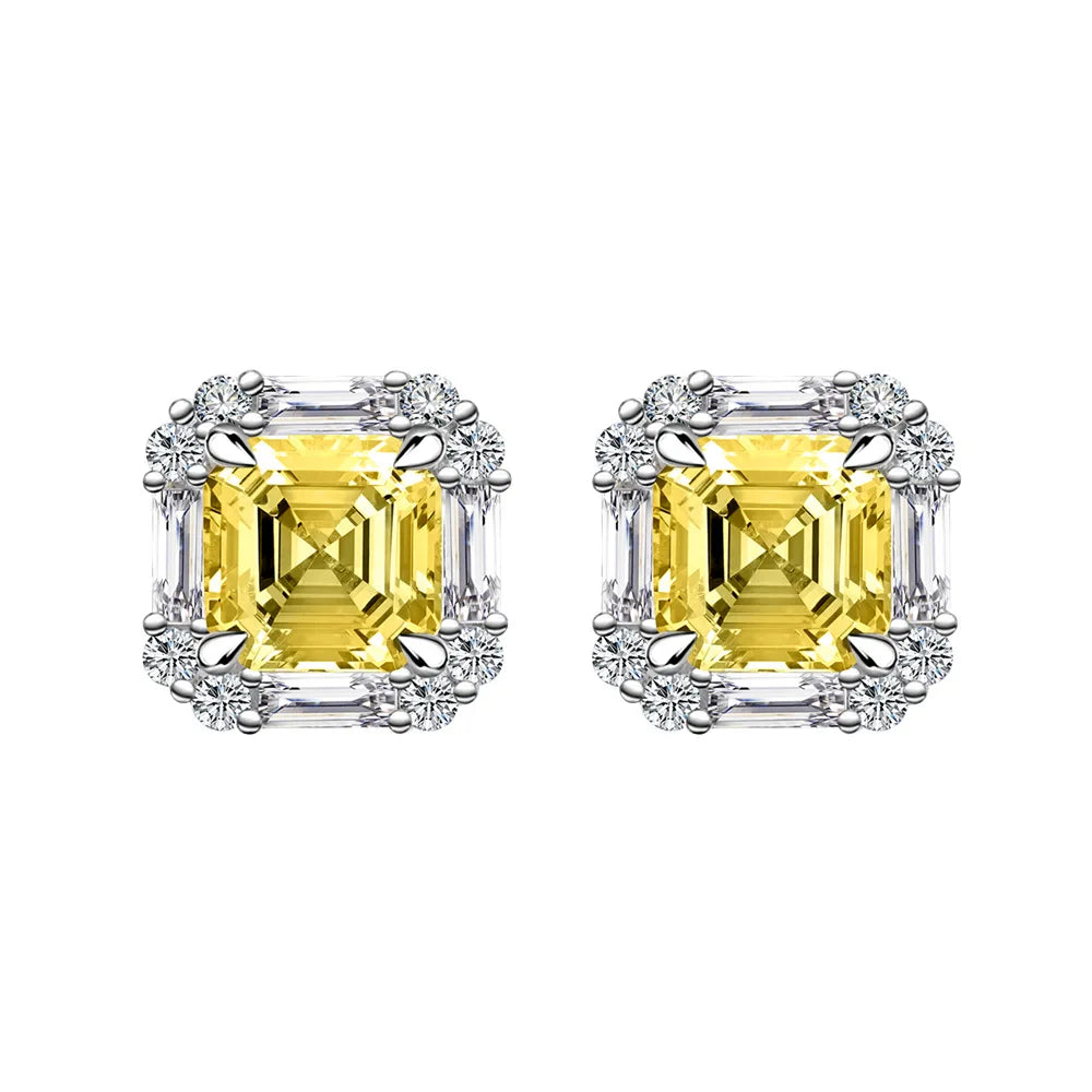 MUSHAN Brand Jewelry 2023 New 6*6mm Asche Square Sugar Stud Earrings For Women S925 Pure Silver Ear Jewelry Fashionable