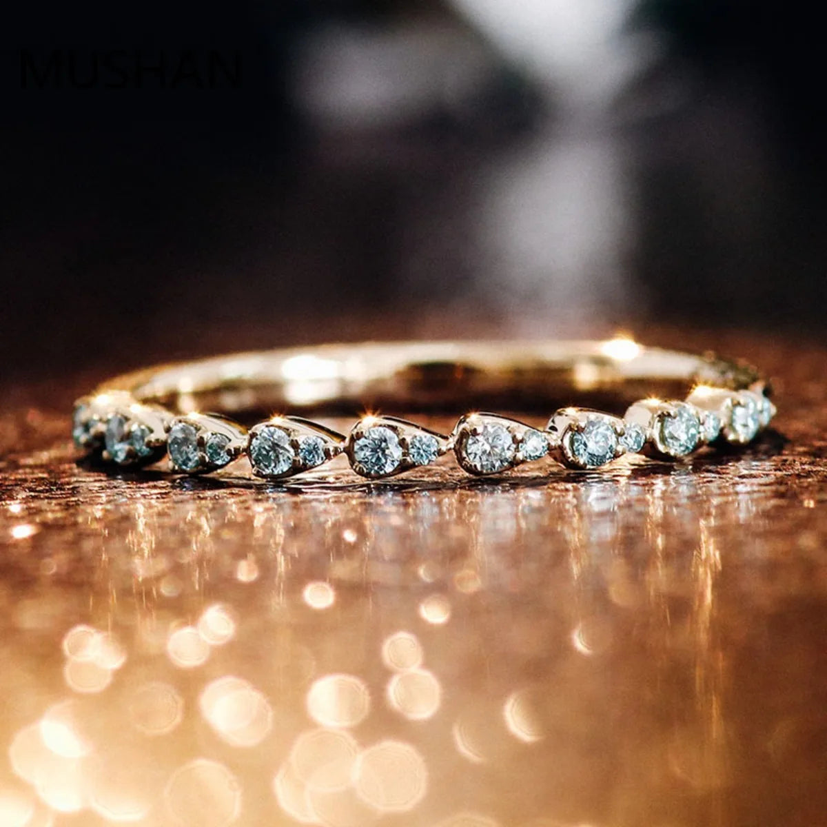MUSHAN Luxury Custom 14K 18K Gold Rings Band Jewelry With Moissanite Diamond Lab Grown Gemstones Diamond Wedding Ring For Women