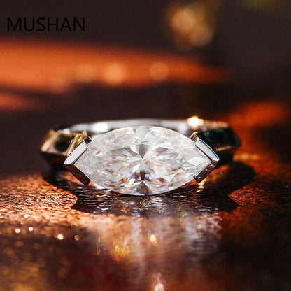 MUSHAN Luxury Custom 14K 18K Gold Rings Band Jewelry With Moissanite Diamond Lab Grown Gemstones Diamond Wedding Ring For Women