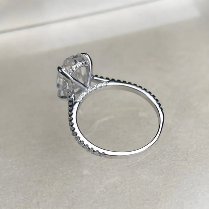 Anillo de lujo MUSHAN de plata de ley 925 para mujer, anillo con diamante de moissanita con certificado GRA, color D, esmeralda, joyería fina