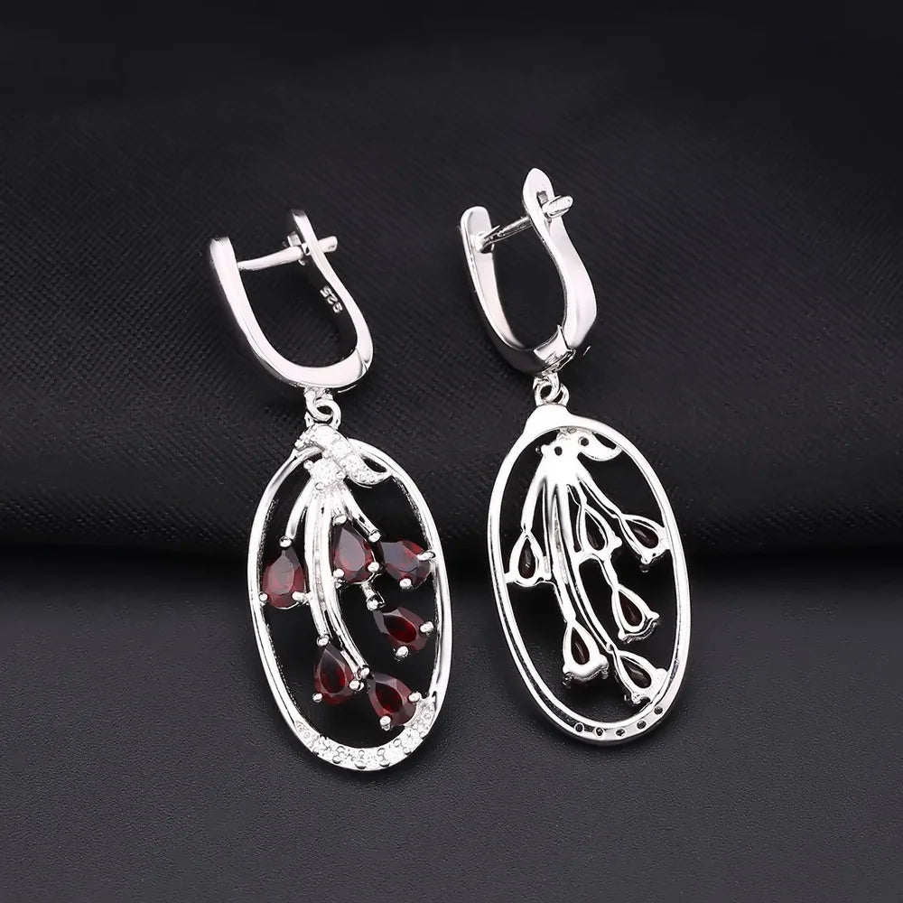 MUSHAN Custom Jewelry 925 Sterling Silver Earrings Lab Grown Ruby Heart Wedding Day for Women 18K Gold Plated Anniversary Set of