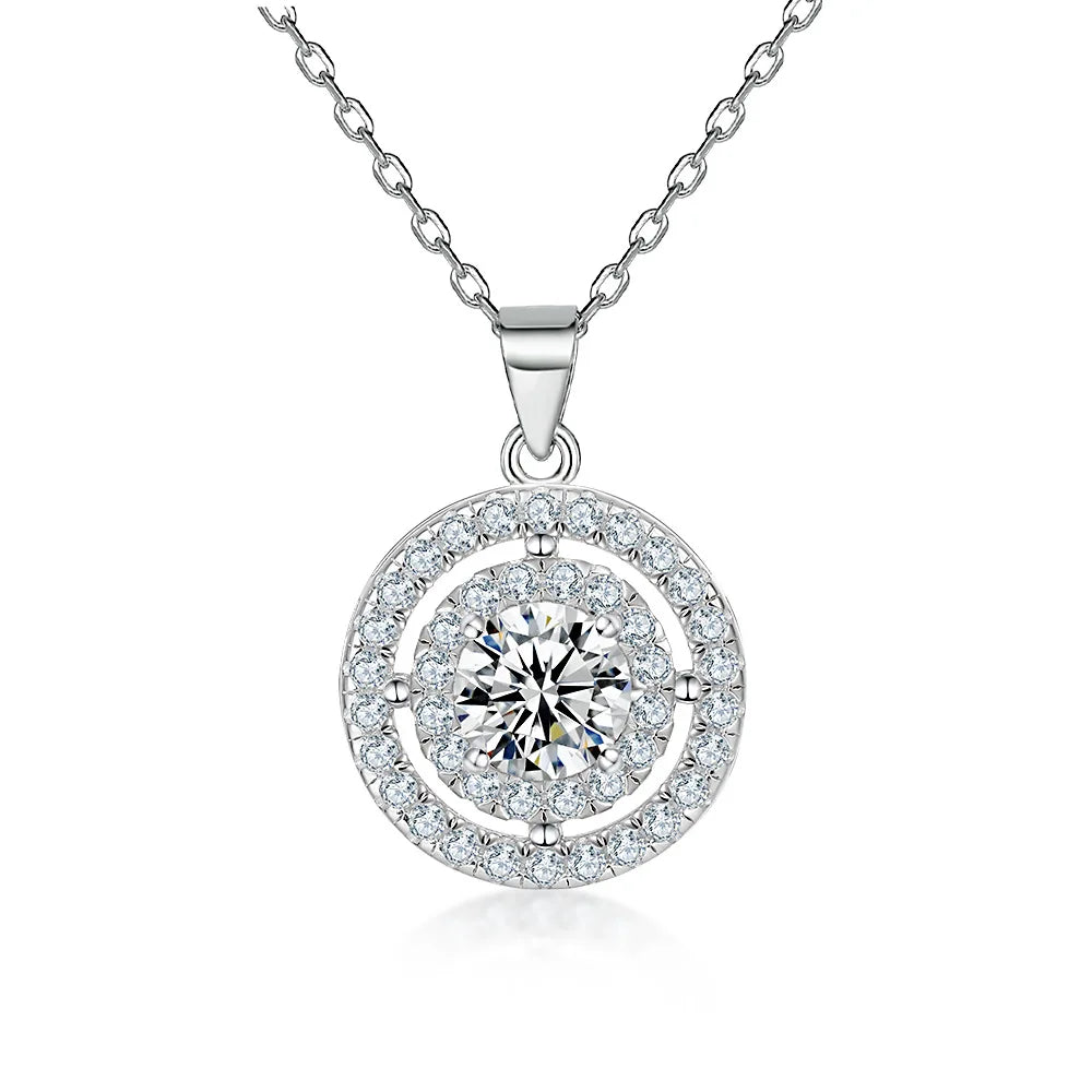 Collar de plata de ley 925 de MuShan Luxury Jewelry con circonita 7A, diseño Halo Eternity para mujer, colgante de joyería premium con baño de rodio