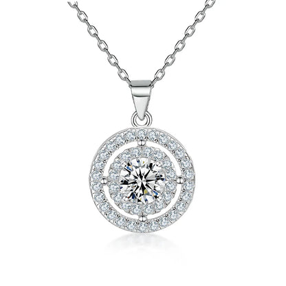 Collar de plata de ley 925 de MuShan Luxury Jewelry con circonita 7A, diseño Halo Eternity para mujer, colgante de joyería premium con baño de rodio