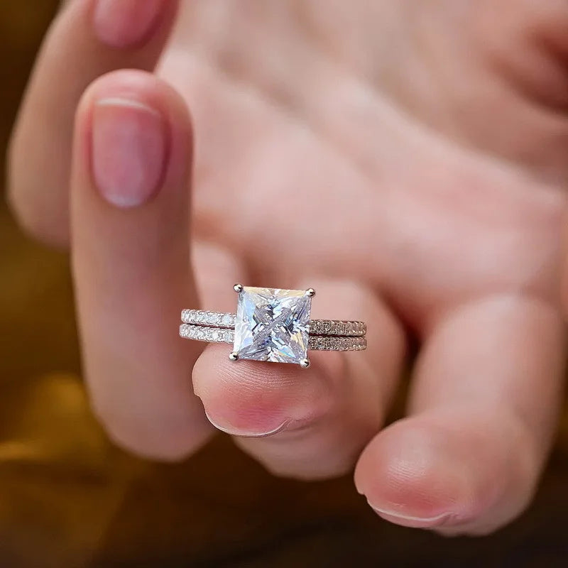 MuShan Brand Jewelry 925 Sterling Silver Rings Band Moissanite Diamond Rings Wedding D Color VVS1 Women MST Patent Fine Jewelry