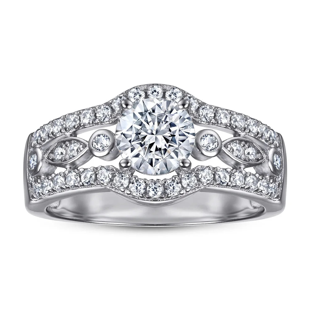 MuShan Jewelry 925 Sterling Silver Rings Bands Rings Bands Ring 5A Cubic Zirconia Valentine Engagement Anniversary  Women Gift