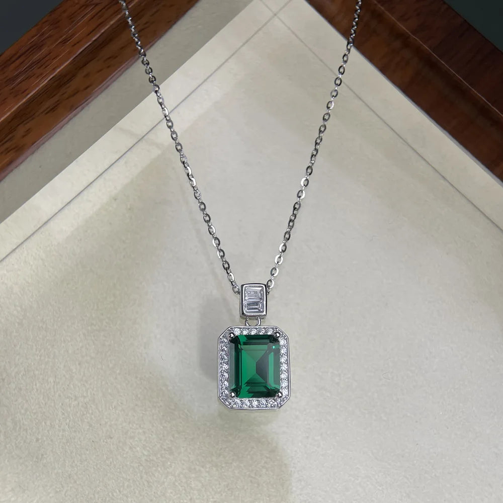 MuShan Jewelry 925 Sterling Silver Necklace Pendant Chain HCD Diamonds Anniversary Gift Party Cocktail Women Necklaces Jewelry