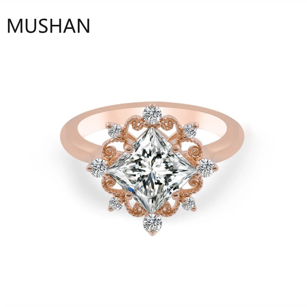 MUSHAN Luxury Custom 14K 18K Gold Rings Band Jewelry With Moissanite Diamond Lab Grown Gemstones Diamond Wedding Ring For Women