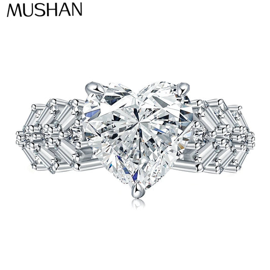 MuShan Designer Jewelry 925 Sterling Silver Ring Moissanite Diamond Casual Ring for Bride 18K Real Gold Plated MST Patent Rings