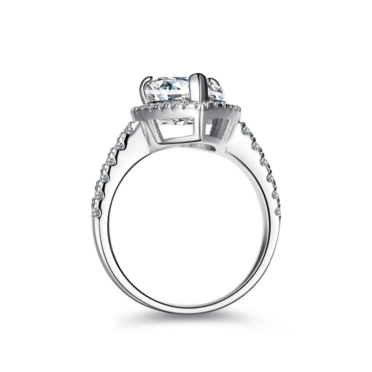 Anillo de compromiso MUSHAN Luxury Jewelry de plata de ley 925 para mujer, con diamante de moissanita de 4 quilates certificado por GRA, color D, joyería fina
