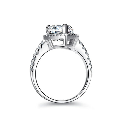 Anillo de compromiso MUSHAN Luxury Jewelry de plata de ley 925 para mujer, con diamante de moissanita de 4 quilates certificado por GRA, color D, joyería fina