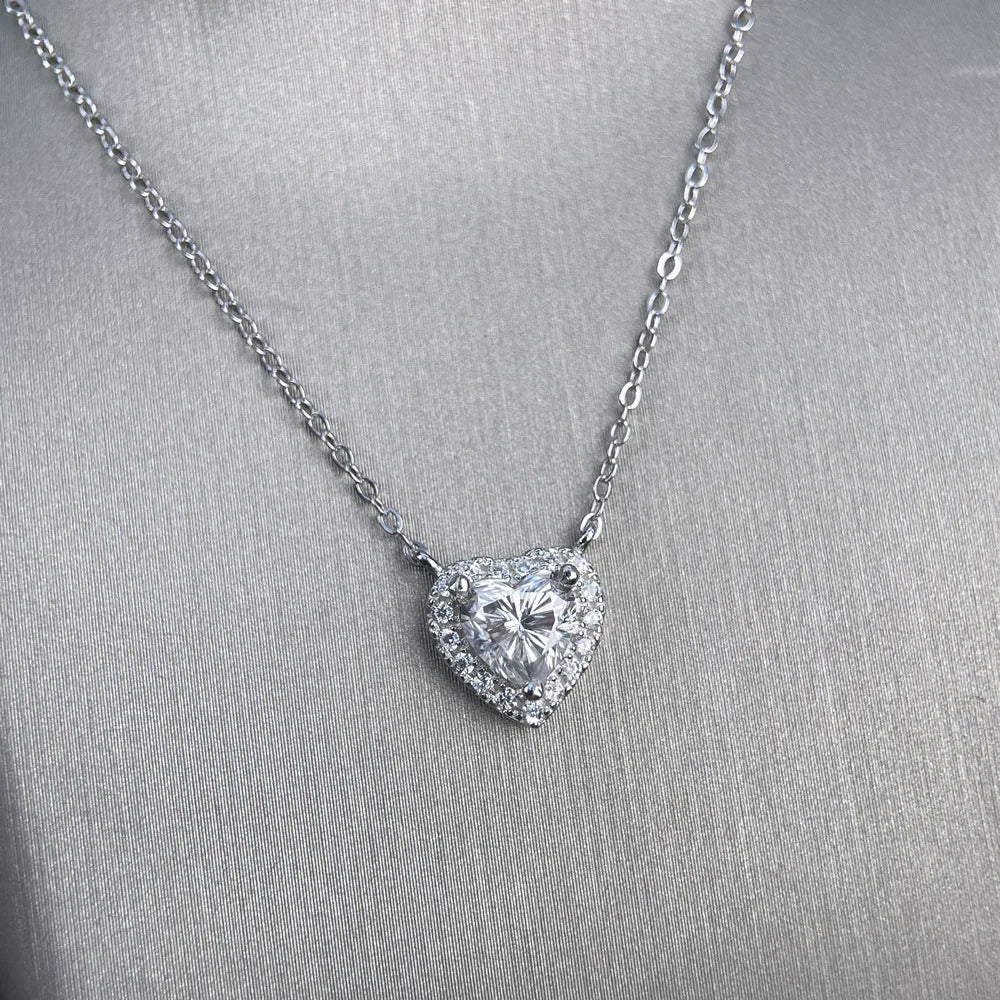 MuShan Luxury Jewelry 925 Sterling Silver Pendant Locket Heart Moissanite Non Tarnish for Daughter Real Gold Plated MST Patent