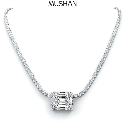 Collar de plata de ley 925 con halo de diamante moissanita de MuShan Luxury Jewelry, casual para prometida, colgante con patente MST bañado en oro de 18K