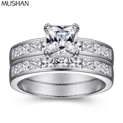 MuShan Jewelry 925 Sterling Silver Romantic Engagement Ring 7A Cubic Zirconia  Women Rings Bands Anniversary  Women Gift