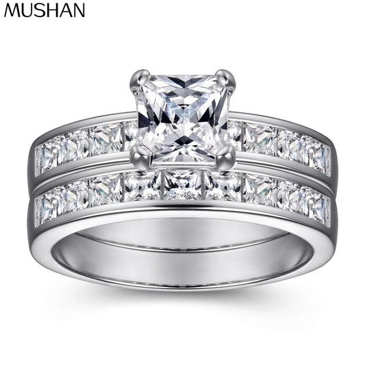 Bague de fiançailles romantique MuShan Jewelry en argent sterling 925, oxyde de zirconium 7A, alliance pour femme, cadeau pour femme