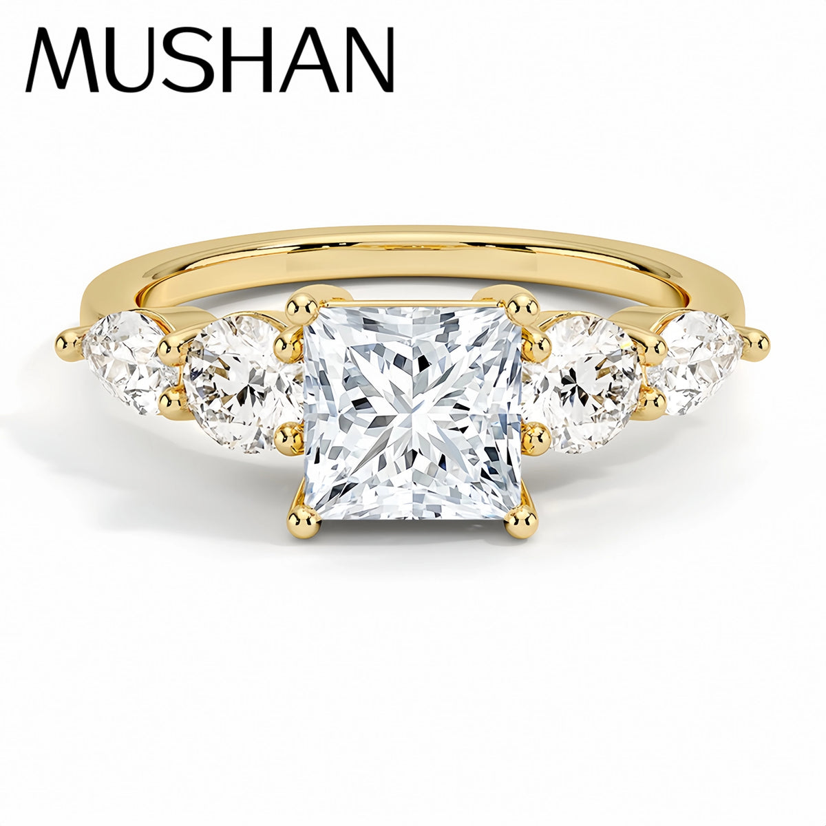 Bague minimaliste en argent sterling 925 et moissanite de MuShan Luxury Jewelry, cadeau pour amie, plaqué or 18 carats, bijou raffiné breveté MST
