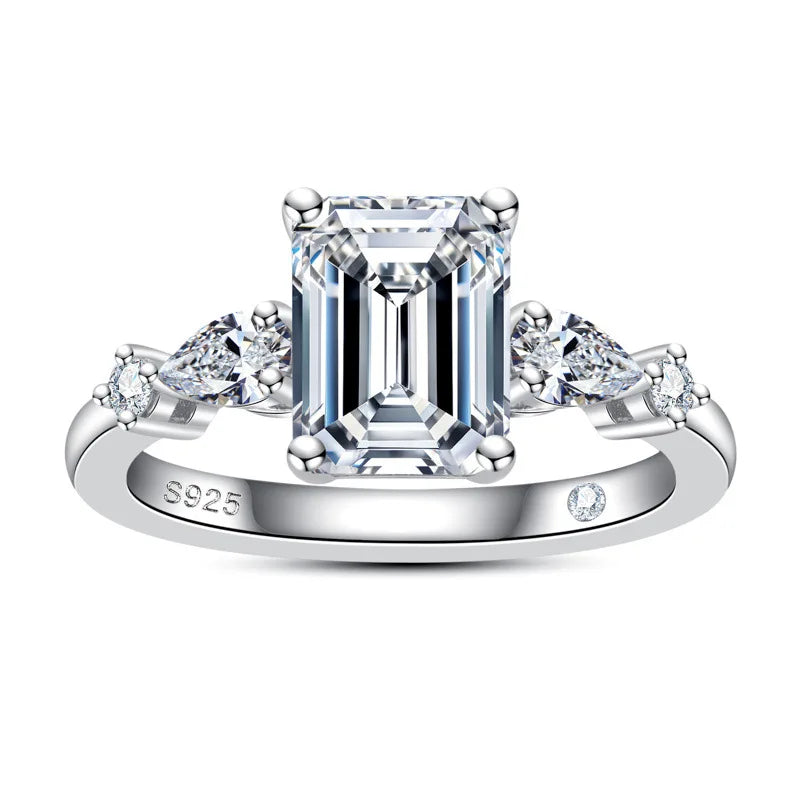 Anillo de plata de ley 925 marca MuShan con moissanita redonda, anillo de oficina para novia, chapado en oro auténtico de 18 quilates, joyería con patente MST
