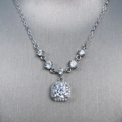 MuShan Luxury Jewelry 925 Sterling Silver Pendant Necklace Moissanite Anniversary Gold Vermeil Girls MST Patent Pendants