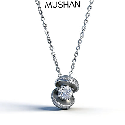 Collar de princesa de plata de ley 925 marca MuShan, 1 quilate de moissanita con certificación GRA para esposa, bañado en oro real de 18 quilates, patente MST