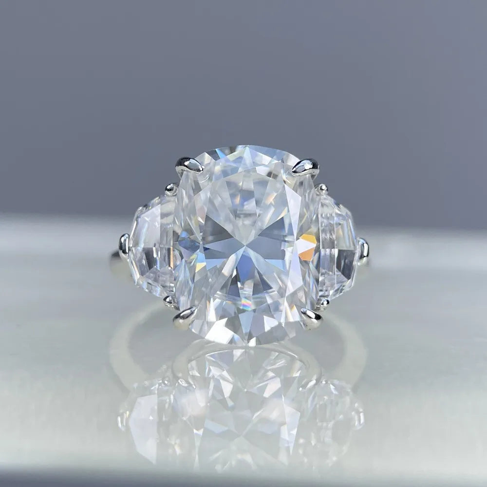 Bague MUSHAN Luxury Jewelry en argent sterling 925 pour femme, diamant moissanite taille émeraude certifié GRA, couleur D, joaillerie fine
