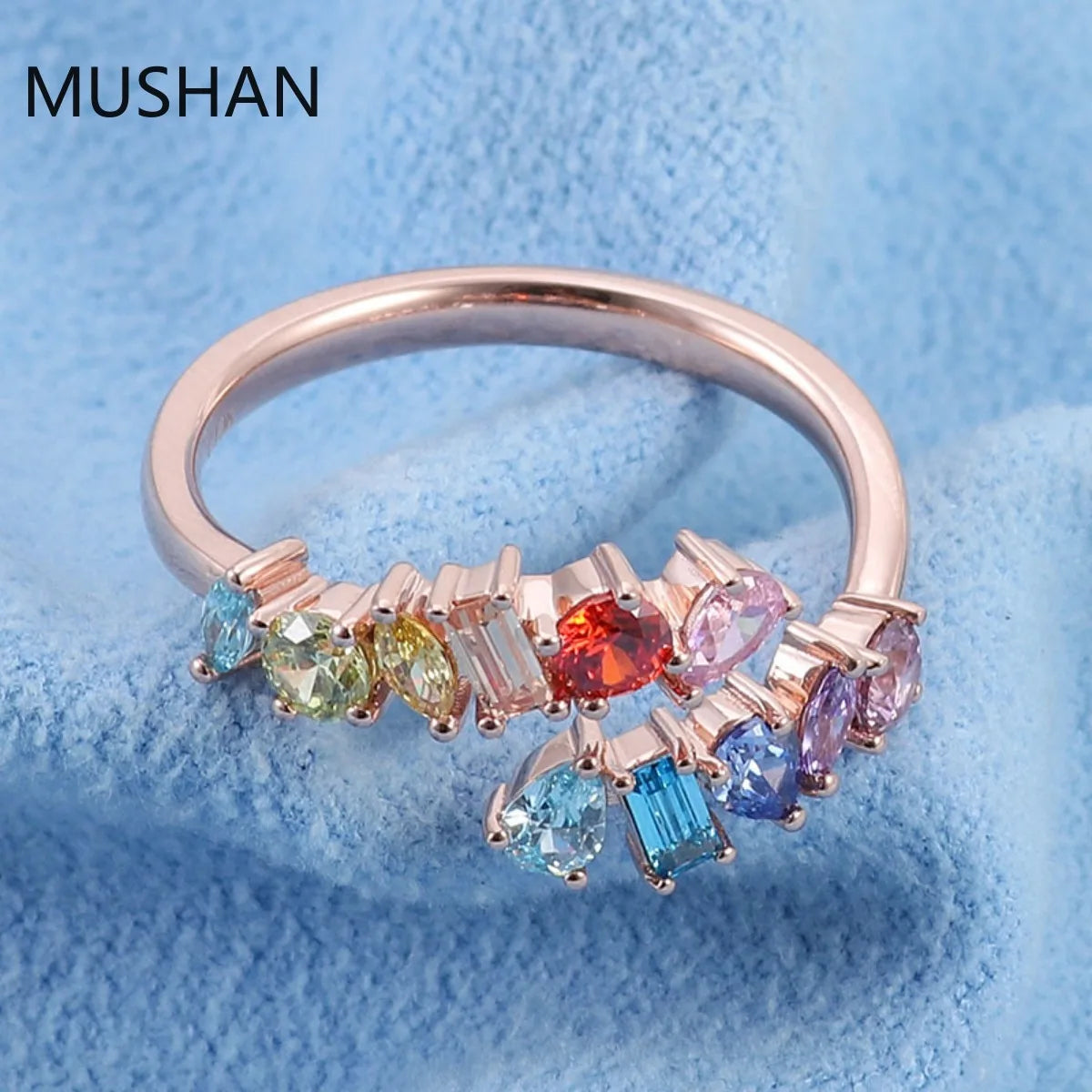 MUSHAN Luxury Custom 14K 18K Gold Rings Band Jewelry With Moissanite Diamond Lab Grown Gemstones Diamond Wedding Ring For Women