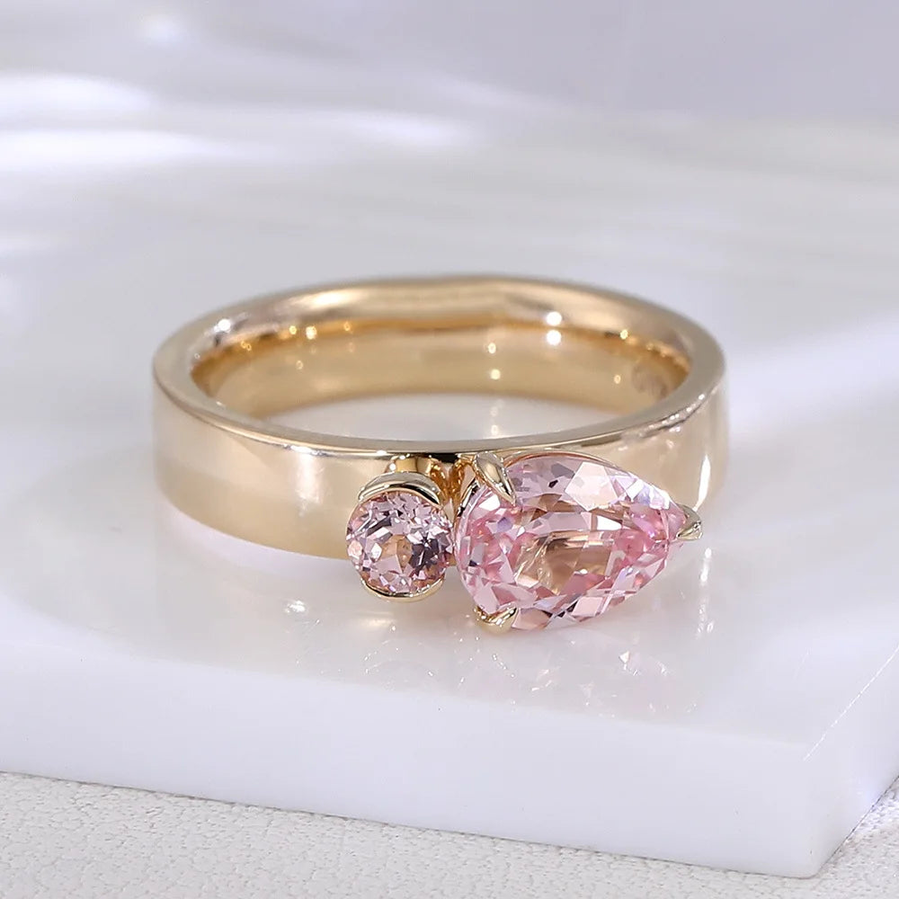 Anillo de joyería personalizada MUSHAN, gema rosa cultivada en laboratorio de 6*8 mm, banda de platino PT950, oro de 10K, 14K, 18K, joyería para mujer, anillos de fiesta y boda