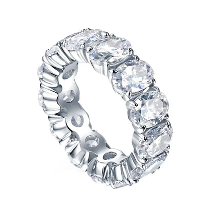 MuShan Jewelry 925 Sterling Silver Rings Bands Engagement Ring 7A Cubic Zirconia Timeless Anniversary Rings Bands  Women Gift