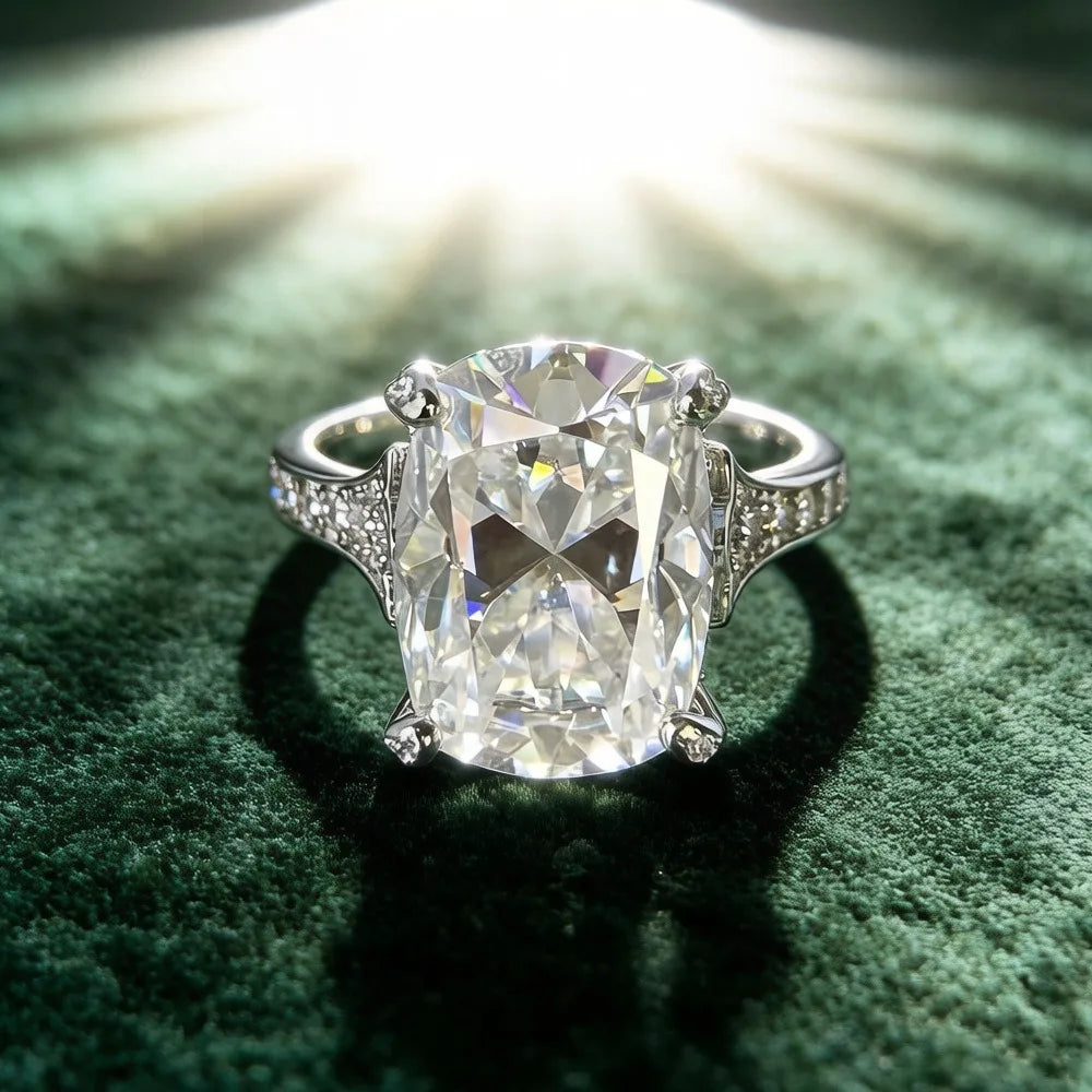 MUSHAN Luxury Jewelry 925 Sterling Silver Ring Band Women GRA Certificated Moissanite Diamond Emerald D Color Rings Fine Jewelry