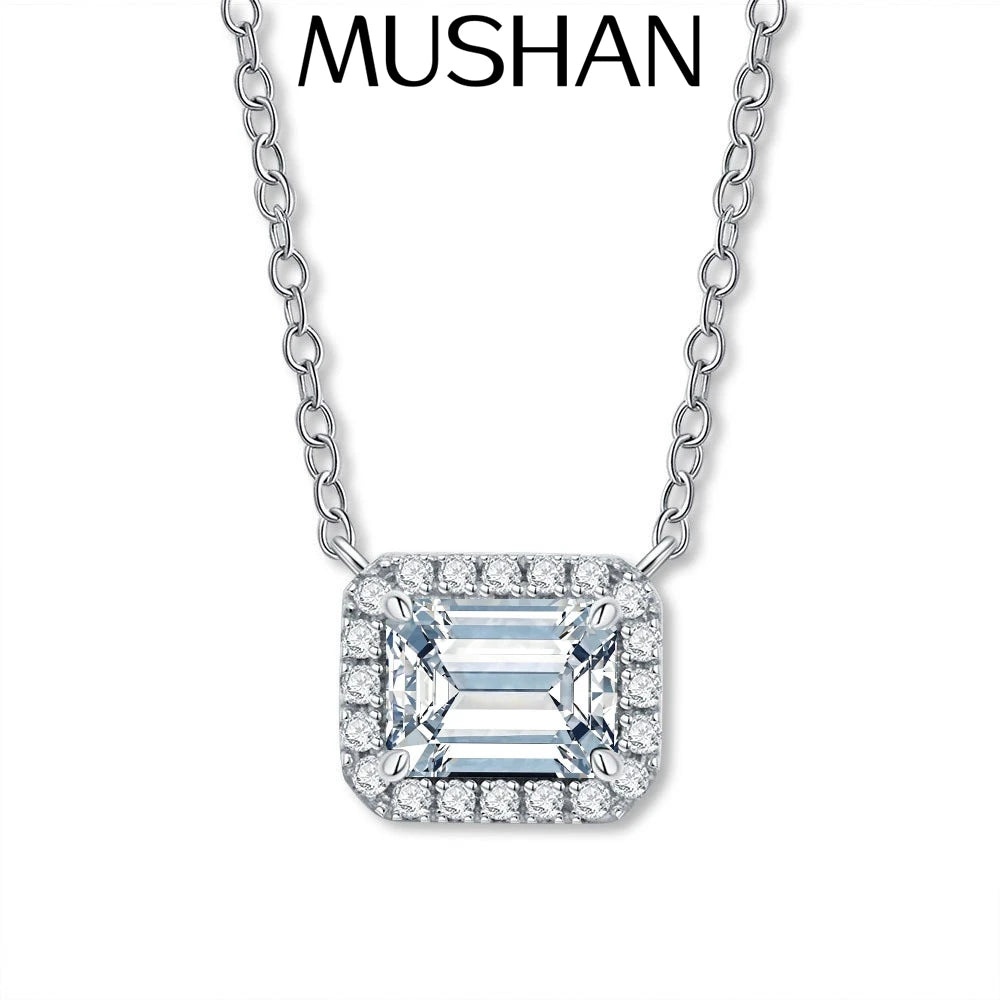 MuShan Designer Jewelry 925 Sterling Silver Rope Chain Cushion Moissanite Ladies 18K Real Gold Plated MST Patent Easter Necklace