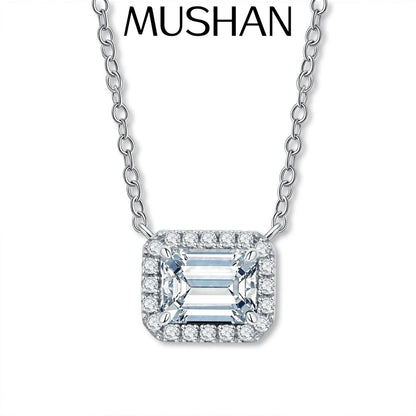 MuShan Designer Jewelry 925 Sterling Silver Rope Chain Cushion Moissanite Ladies 18K Real Gold Plated MST Patent Easter Necklace