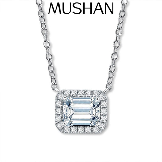 MuShan Designer Jewelry 925 Sterling Silver Rope Chain Cushion Moissanite Ladies 18K Real Gold Plated MST Patent Easter Necklace