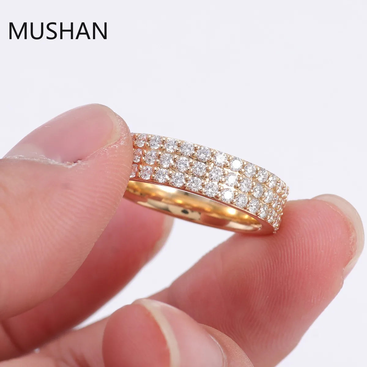 MUSHAN Luxury Custom 14K 18K Gold Rings Band Jewelry With Moissanite Diamond Lab Grown Gemstones Diamond Wedding Ring For Women