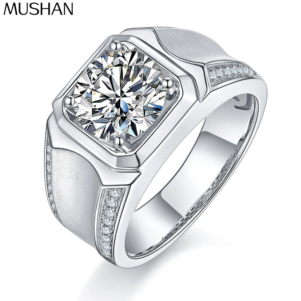 MuShan Designer Jewelry 925 Sterling Silver Ring VVS Moissanite Promise Ring for Partner 18K Gold Plated MST Patent Jewellery
