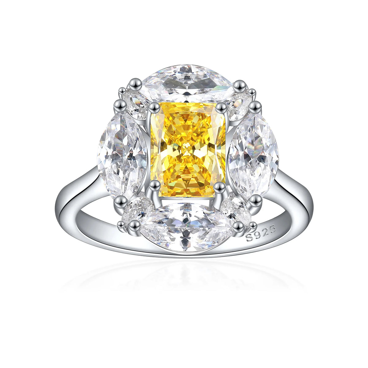 Bague de mariage MuShan Jewelry en argent sterling 925 avec diamant à haute teneur en carbone, cadeau de Noël, cadeau pour elle, bagues pour femmes, joaillerie fine