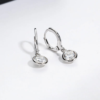Pendientes de aro de plata de ley 925 MuShan Designer Jewelry, minimalistas con diamante de moissanita, regalo de cumpleaños para chicas, chapados en platino, patente MST