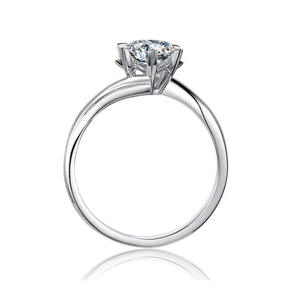 Bague MuShan en argent sterling 925 avec moissanite ronde, bague minimaliste pour elle, plaquée or 18 carats, bague brevetée MST