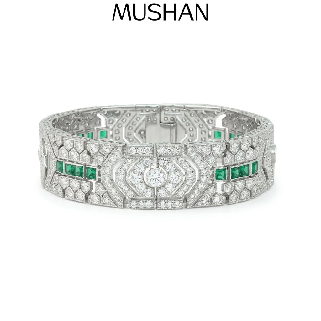 MuShan Jewelry 925 Sterling Silver Bangle 5A CZ Gemstones HCD Gemstones Designer 925 Sterling Silver Bracelet Accessories
