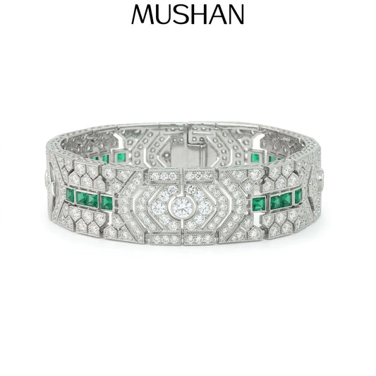MuShan Jewelry 925 Sterling Silver Bangle 5A CZ Gemstones HCD Gemstones Designer 925 Sterling Silver Bracelet Accessories