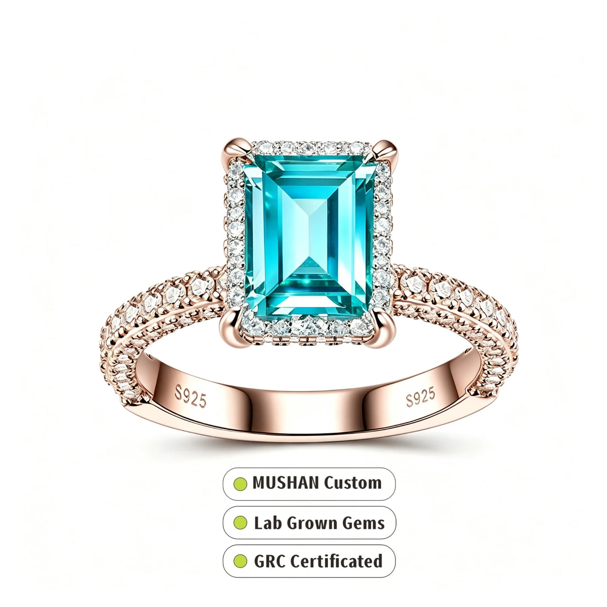 MUSHAN Custom Jewelry 925 Sterling Silver Ring Band 4ct Lab Grown Gemstones Ruby Emerald Sapphire Affordable Luxury Ring Jewelry
