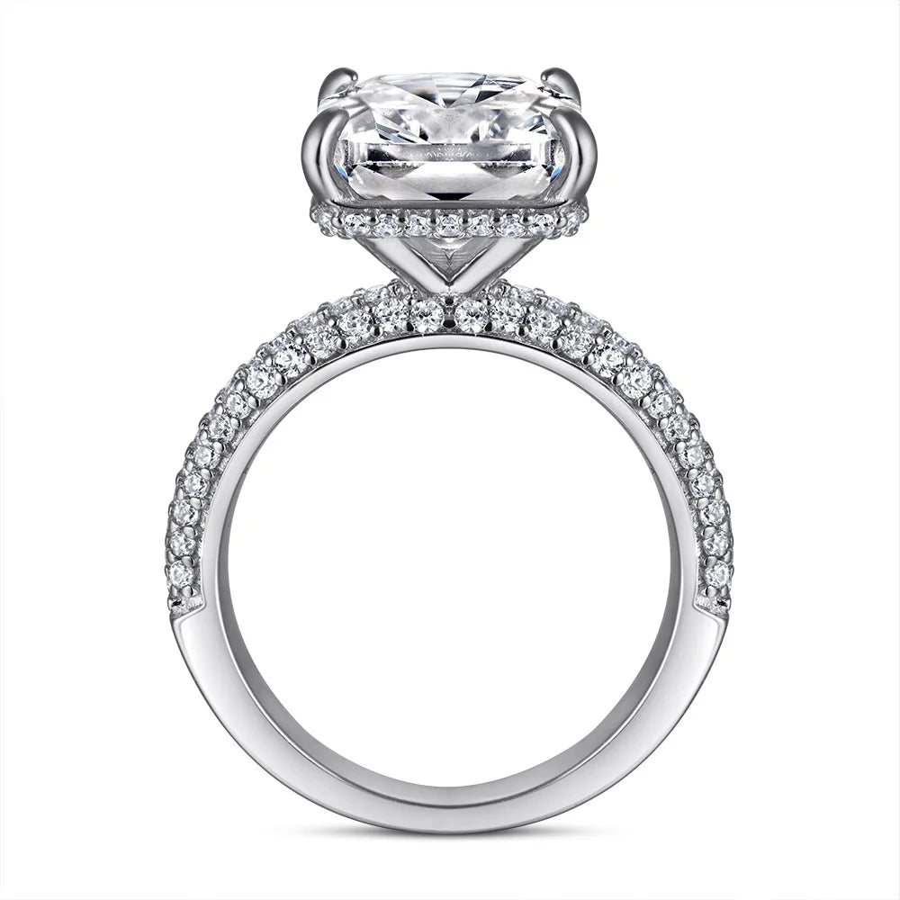 MuShan Jewelry 925 Sterling Silver Rings Bands Engagement Ring 5A Cubic Zirconia Elegant Anniversary Rings Bands  Women Gift