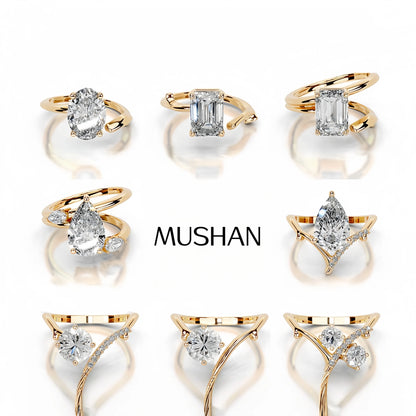 MuShan Designer Jewelry 925 Sterling Silver Ring Round Moissanite Gorgeous Ring Ladies 18K Gold Plated MST Patent Fine Rings