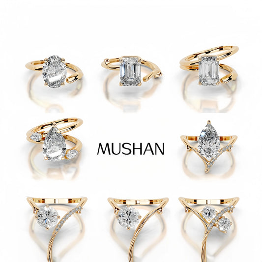 MuShan Designer Jewelry 925 Sterling Silver Ring Round Moissanite Gorgeous Ring Ladies 18K Gold Plated MST Patent Fine Rings