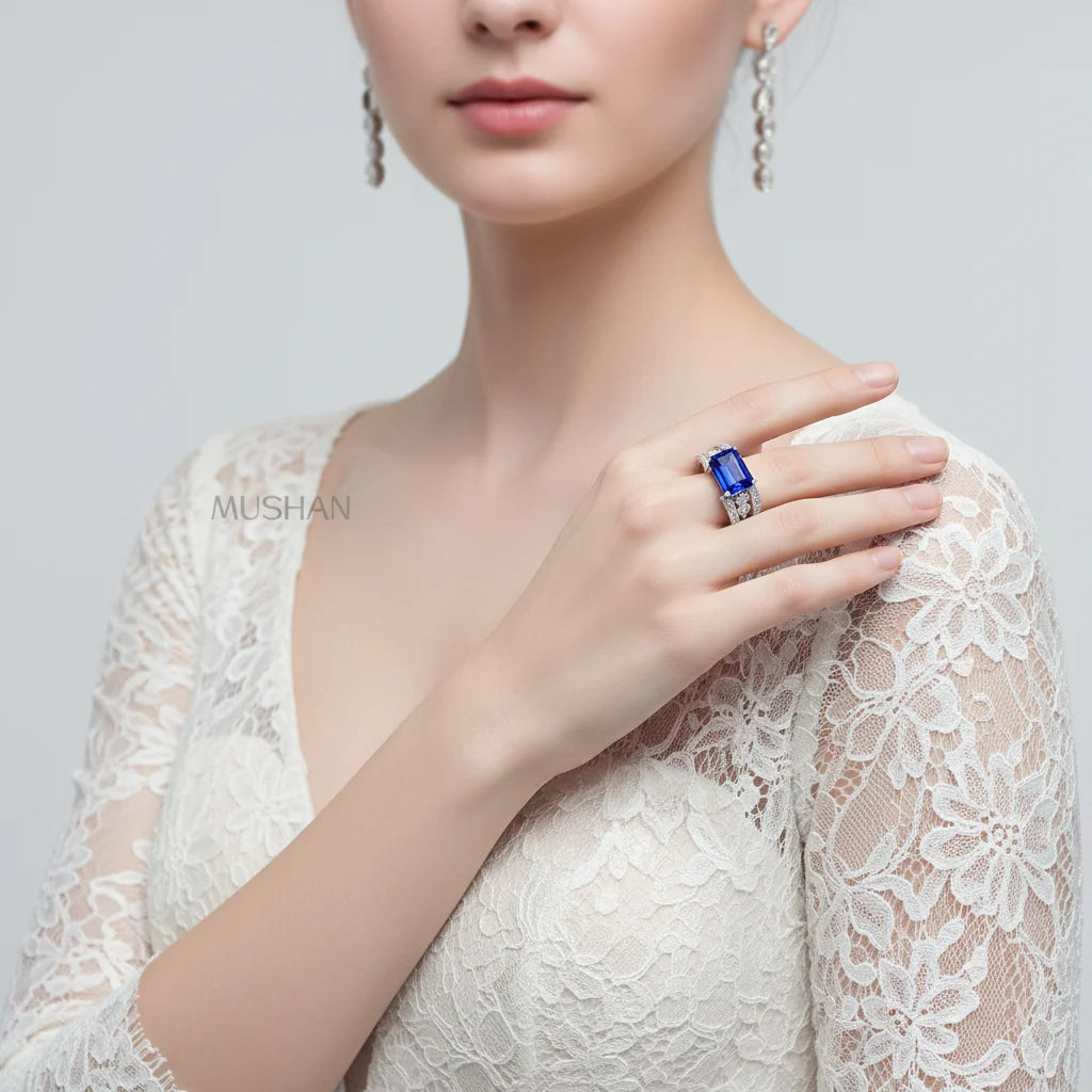 MUSHAN Luxury Jewelry s 925 Sterling Silver Rings Bands For Women 2.5 Carat Sapphire Gemstones Ring For Women Girls Fine Jewelry