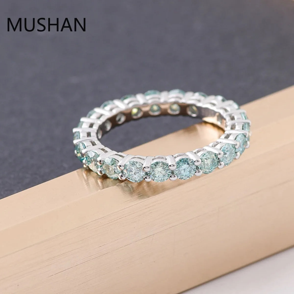 Anillos de boda de lujo MUSHAN de 14K y 18K, joyería con diamantes de moissanita y piedras preciosas cultivadas en laboratorio para mujer