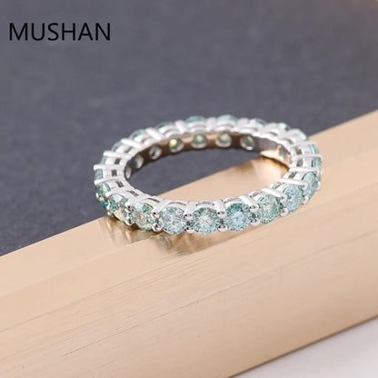 Anillos de boda de lujo MUSHAN de 14K y 18K, joyería con diamantes de moissanita y piedras preciosas cultivadas en laboratorio para mujer