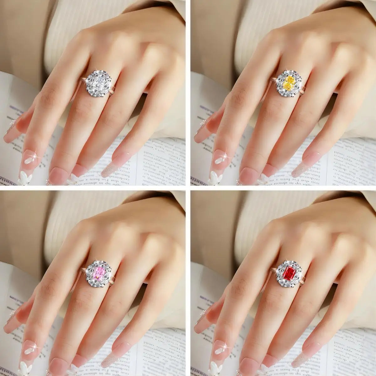 Bague de mariage MuShan Jewelry en argent sterling 925 avec diamant à haute teneur en carbone, cadeau de Noël, cadeau pour elle, bagues pour femmes, joaillerie fine