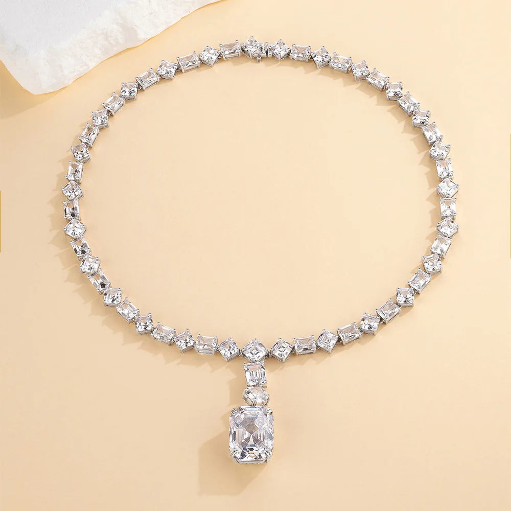 MUSHAN Luxury Jewelry 925 Sterling Silver Necklaces Pendants 22 Carat HCD Green Gemstones Necklace for Women S925 Fine Jewelry