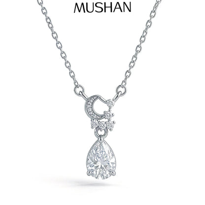 Collar con colgante de corazón de moissanita, cadena belcher de plata de ley 925, baño de oro, patente MST, marca MuShan Jewelry, para novia y San Valentín