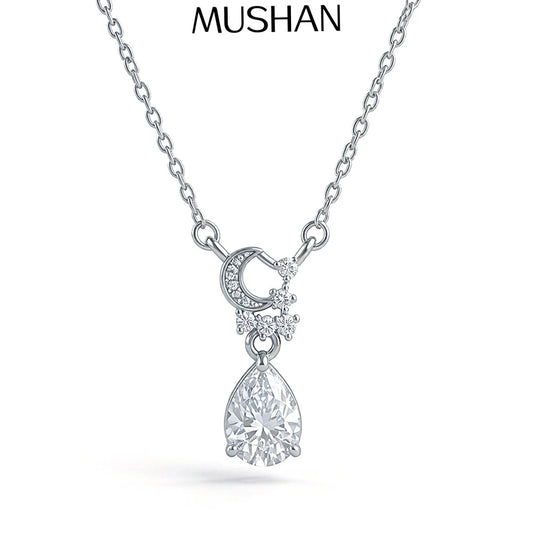 MuShan Brand Jewelry 925 Sterling Silver Belcher Chain Heart Moissanite for Bride Valentine Gold Vermeil MST Patent Necklace